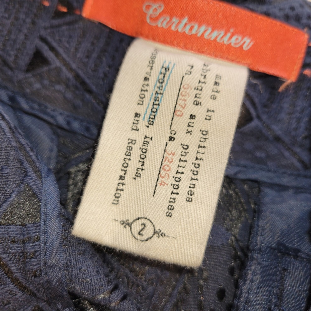 Cartonnier Anthropologie Charlie Ankle Pants Navy Blue Geometric Jacquard 2 - Picture 3 of 13